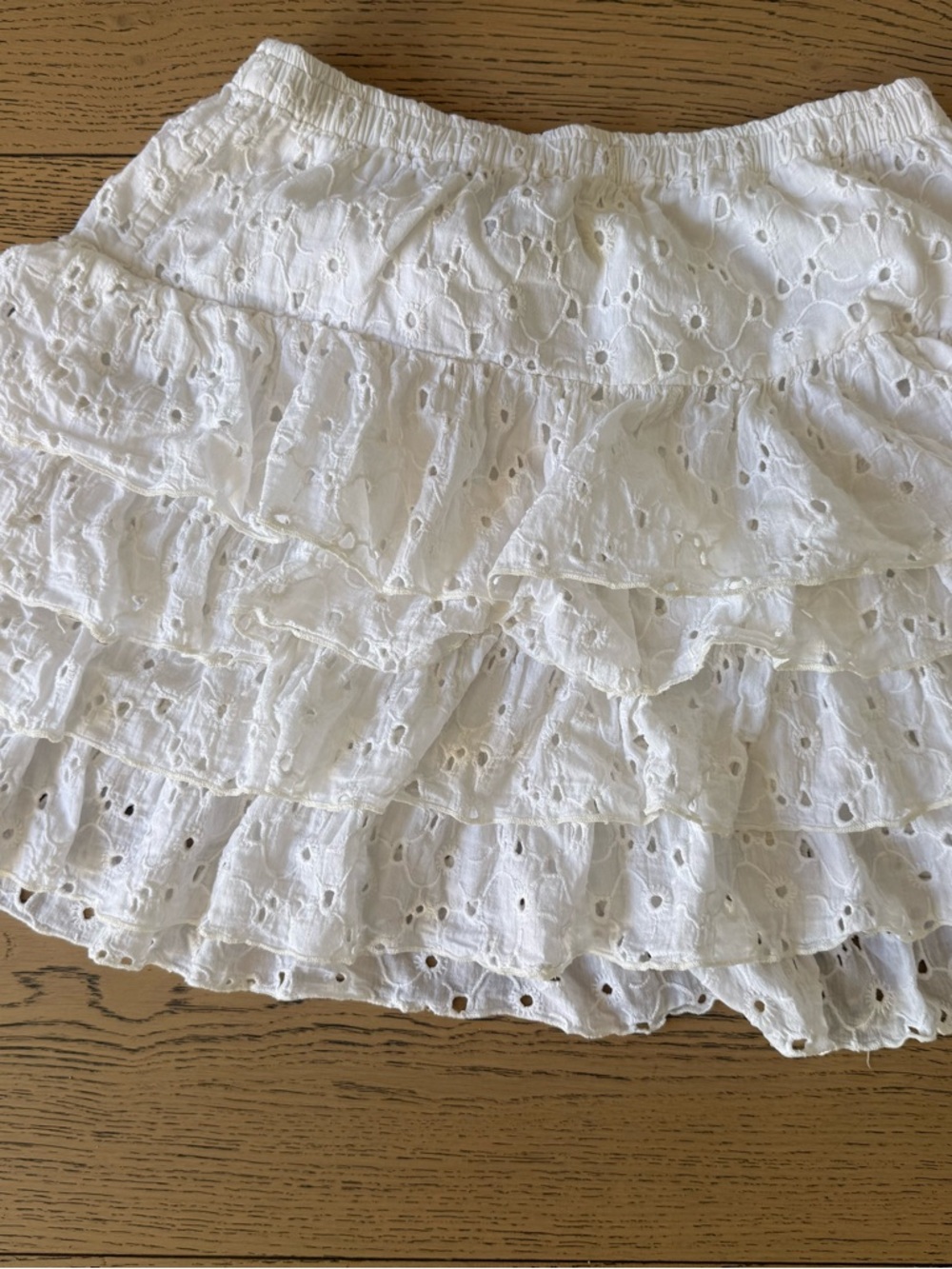 Patrons of Peace White Eyelet Ruffle Mini Skirt